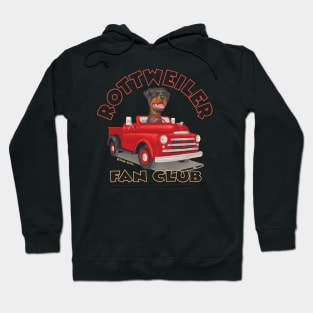 Retro red truck driven by a Rottweiler Hoodie